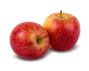 Fototapeta na wymiar Two red yellow apples, isolated on a white background with clipping path.
