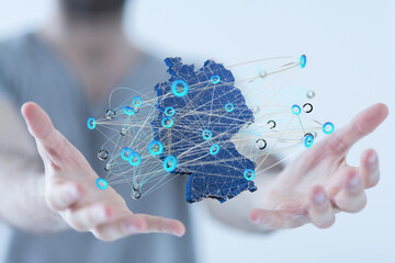 map of Germany. Wire frame 3D mesh