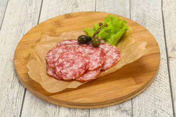 Spanish Salchichon sausage with salad