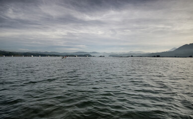 View of Wadaslintang Reservoir in the morning