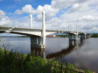 bridge over the river Volga, city kimry