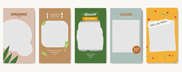 Organic and Natural product stories template collection vector design. 