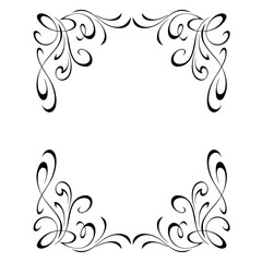 Obraz na płótnie Canvas frame 54. decorative rectangular frame with curls and vignettes in black lines on a white backgroun