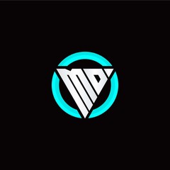 M O initial logo modern triangle with circle