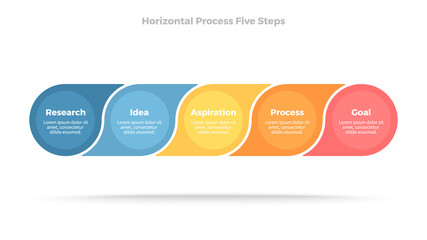 Business infographics. Timeline with 5 steps, options, circles. Vector template.
