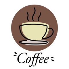Coffee cup icon logo line art style