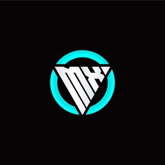 M X initial logo modern triangle with circle