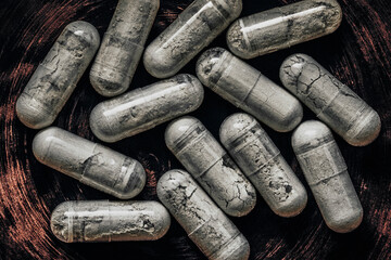 close-up of rutin pills. dietary concept. dietary supplement topview.