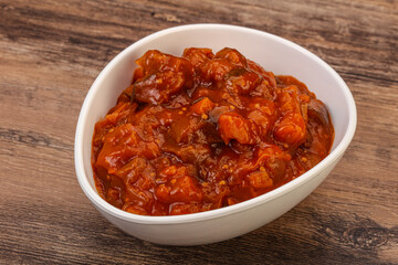 Eggplant saute with tomato and herbs