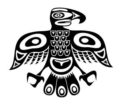 Native totem bird - black and white version