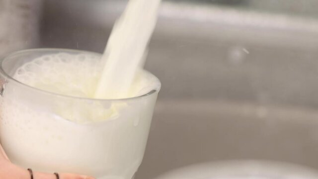 Pouring Fresh Cold Yogurt Drink, Ayran