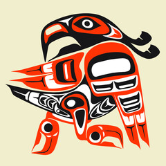 dancing bird - first nation aboriginal art style