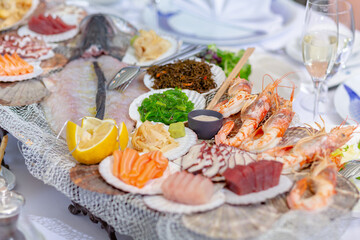 Seafood and sashimi feast platters