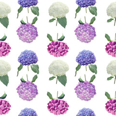 Seamless floral design with hydrangea flowers for background