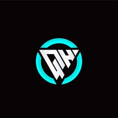 Q H initial logo modern triangle with circle