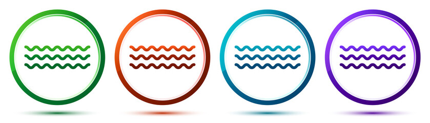 Sea waves icon artistic frame round button set illustration