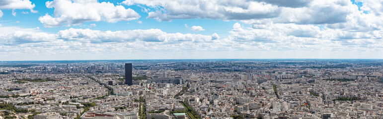 summer in paris, view from Eiffel Tower Paris, France panorama - obrazy, fototapety, plakaty