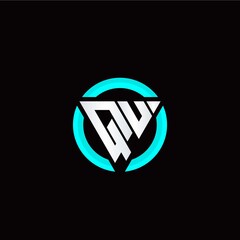 Q U initial logo modern triangle with circle