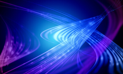 Blue-lilac dark background. Neon background with waves. Fancy pattern on a dark blue background. A flickering image with lines.