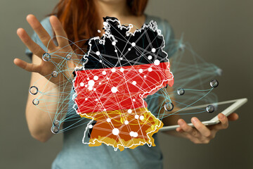 map of Germany. Wire frame 3D mesh