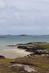 beach and rocks, south uist, outer hebrides, scotland