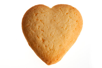 Heart shaped biscuit isolated on white background. Heart cookies  for Valentine's day, Christmas and other celebrations 