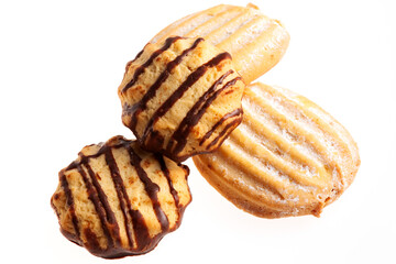 Assortment of biscuits isolated on white background. Different sorts of cookies  for Christmas and other celebrations 