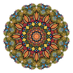 Mandala à 12 pétales, mandalart couleur
