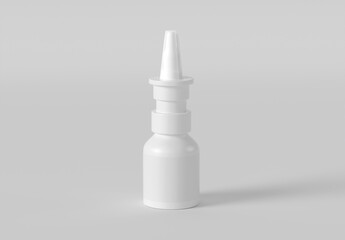 Plastic Medical Nasal Spray Bottle Mockup. 3D render.