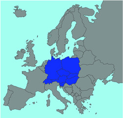 Fototapeta premium map of Central Europe