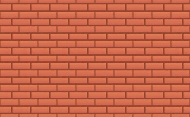 Red background. Vector brick wall. Old texture urban masonry. Vintage architecture block wallpaper. Retro facade room illustration