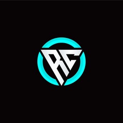 R C initial logo modern triangle with circle