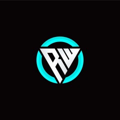 R W initial logo modern triangle with circle
