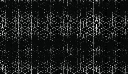 Rough, irregular texture composed of monochrome geometric elements. Overlay distressed grunge background. Abstract vector illustration. Isolated on white background. EPS10
