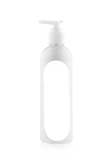 Plastic pump soap bottle without label isolated on white background