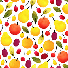 Fototapeta na wymiar Decorative seamless pattern of stylized fruits.