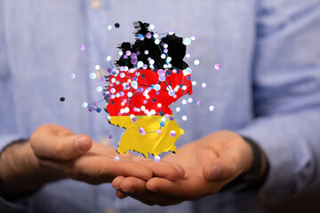 Abstract of germany map network in hand