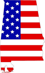 american flag on a Alabama map