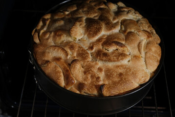Charlotte apple pie in the oven