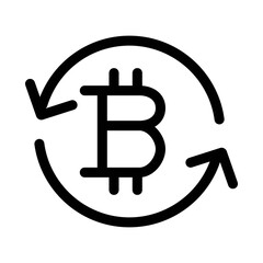 Bitcoin exchange icon in line design style. Cryptocurrency exchange symbol.