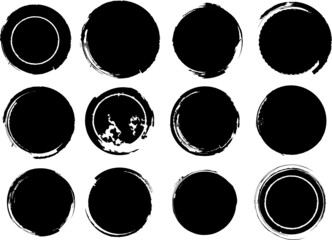 Vector Frames. circle for image. distress texture . Grunge Black and White borders isolated on the transparent background . Dirt effect . 