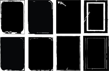 Vector Frames. rectangles for image. distress texture . Grunge Black borders isolated on the background . Dirt effect . geometric shapes for your design