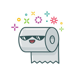 kawaii smiling toilet paper cartoon illustration