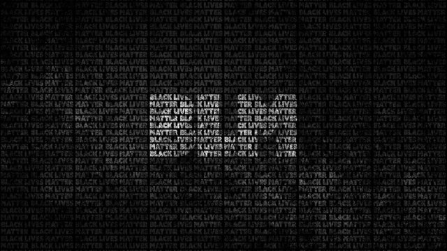 A 4K black and white colored Black Lives Matter (BLM) background animation with BLM in the center to raise awareness about racial inequality. police brutality and prejudice against African American's