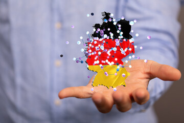 map of Germany. Wire frame 3D mesh