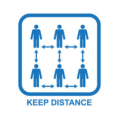 Healthcare infographic elements. Sign KEEP DISTANCE. Vector illustration.
