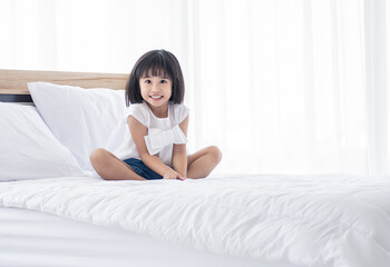 Little girl wake up in the morning