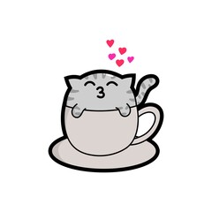 Good morning cute cats, greetings for loved ones or coffee lovers, good for print, stickers, t-shirts design, cartoon, graphic, art