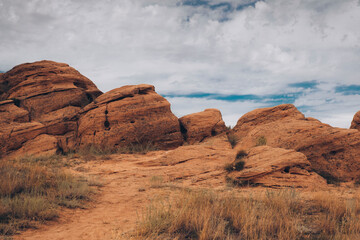 Mount Bogdo Russia Astrakhan region. Photo of mountains against the sky. Rocks and stones.