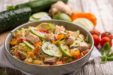mixed vegetables couscous with chicken